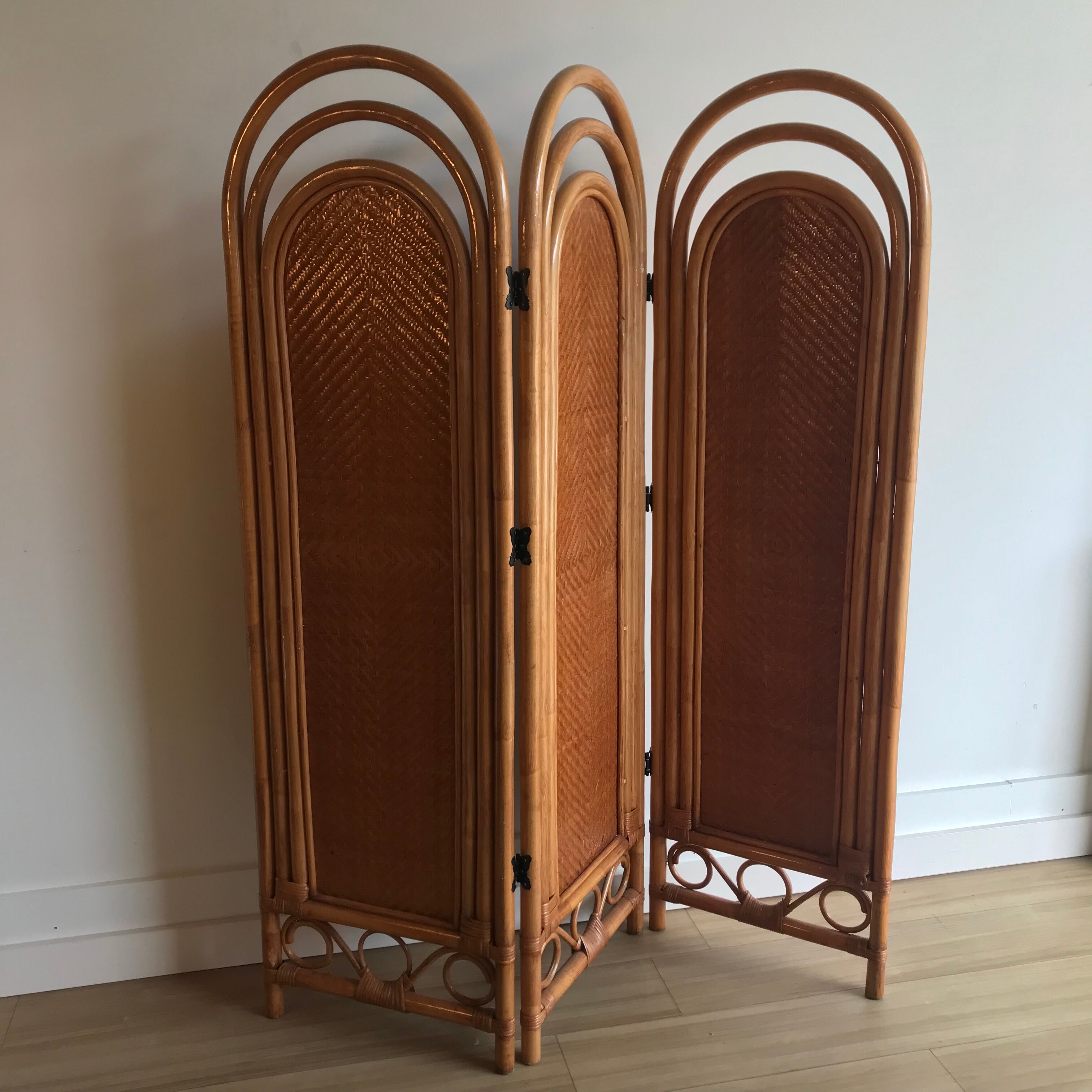 Vintage bamboo and rattan screen