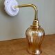 Vintage tulip angled wall light in amber glass