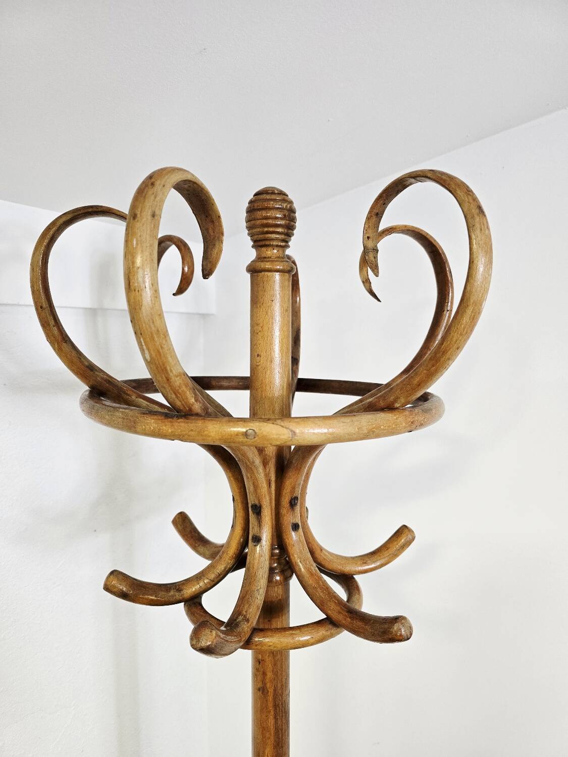 Porte-manteau et porte-chapeau en bois courbé