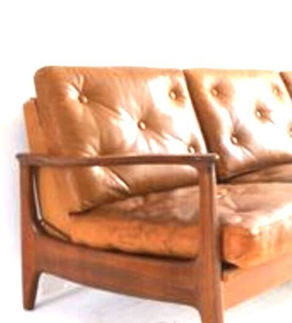 Canapé scandinave vintage en cuir