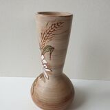 Ceramic vase with flower and wheat ears signed Fonck and Matéo (Vallauris) 1970s