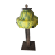 wrought and hammered iron lamp 1900 a30 with glass paste tulip, yellow and green 34x16