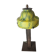 wrought and hammered iron lamp 1900 a30 with glass paste tulip, yellow and green 34x16