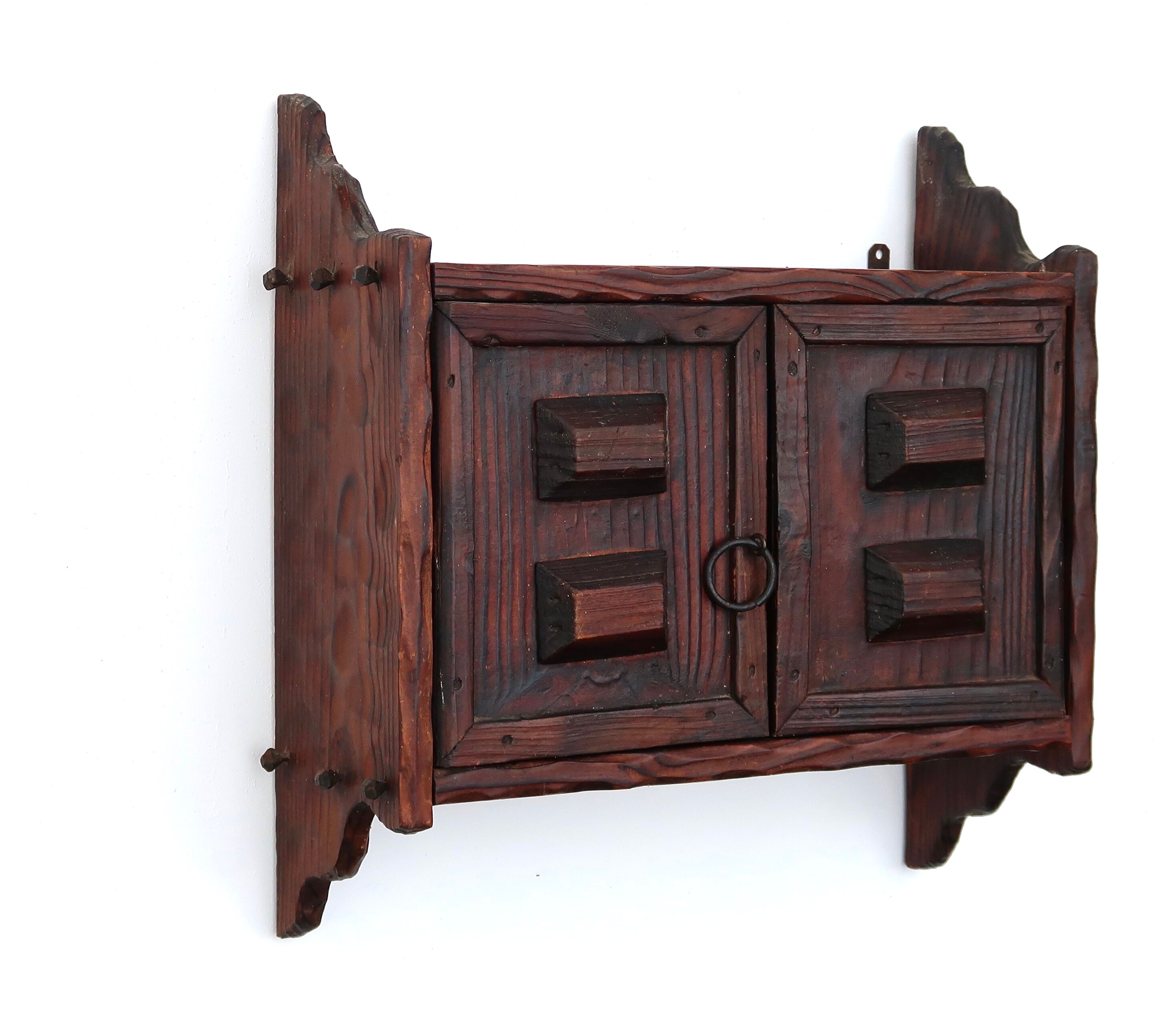 Wall cabinet in dark wood, 50s