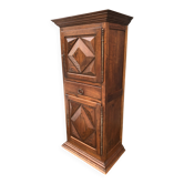 Armoire en chêne massif à 2 portes et 1 tiroir de style néo Louis XIII