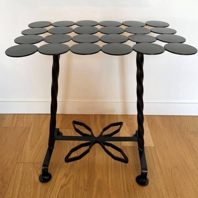 Occasional table / rectangular side table wrought iron with discs