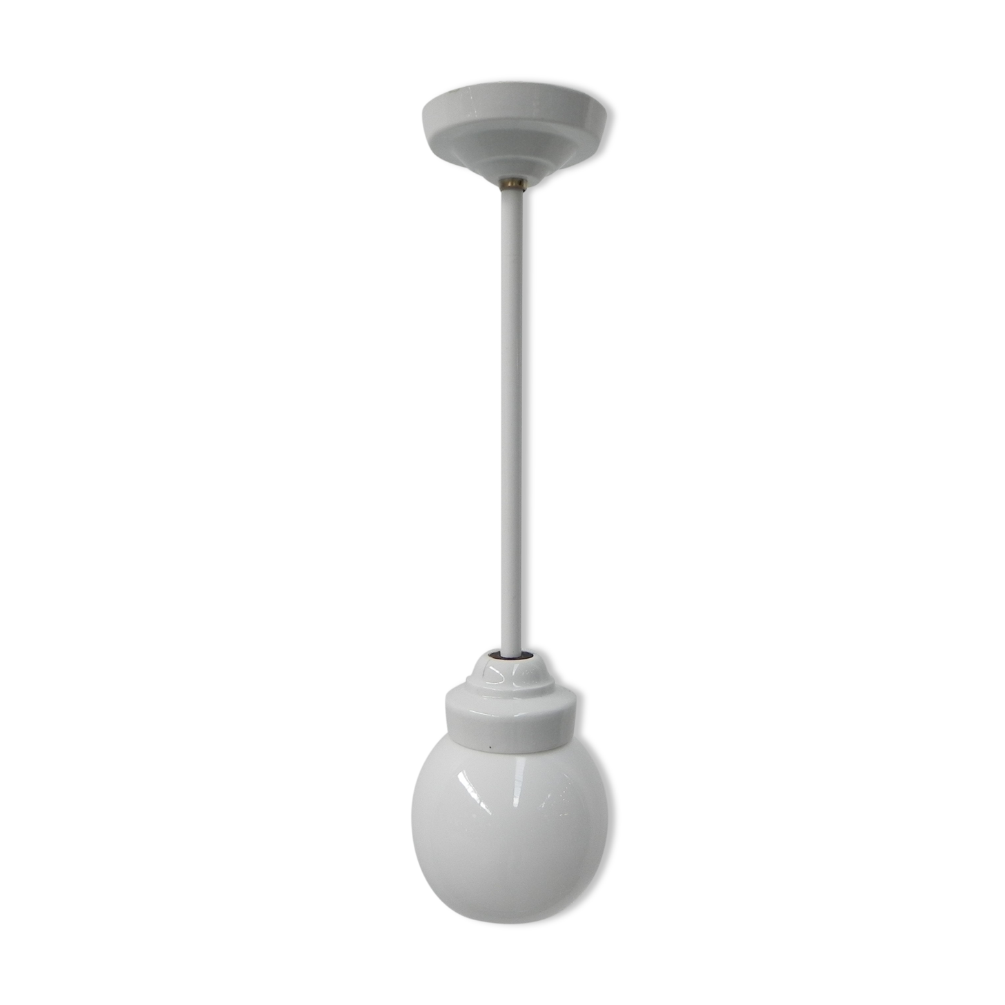 Art Deco hanging lamp with white glass ball