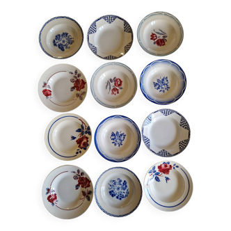 Set of 12 old soup plates