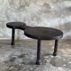 Large coffee table, minimalist tripod side table in solid teak with double.