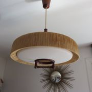 Suspension Temde en sisal et teck vers 1960