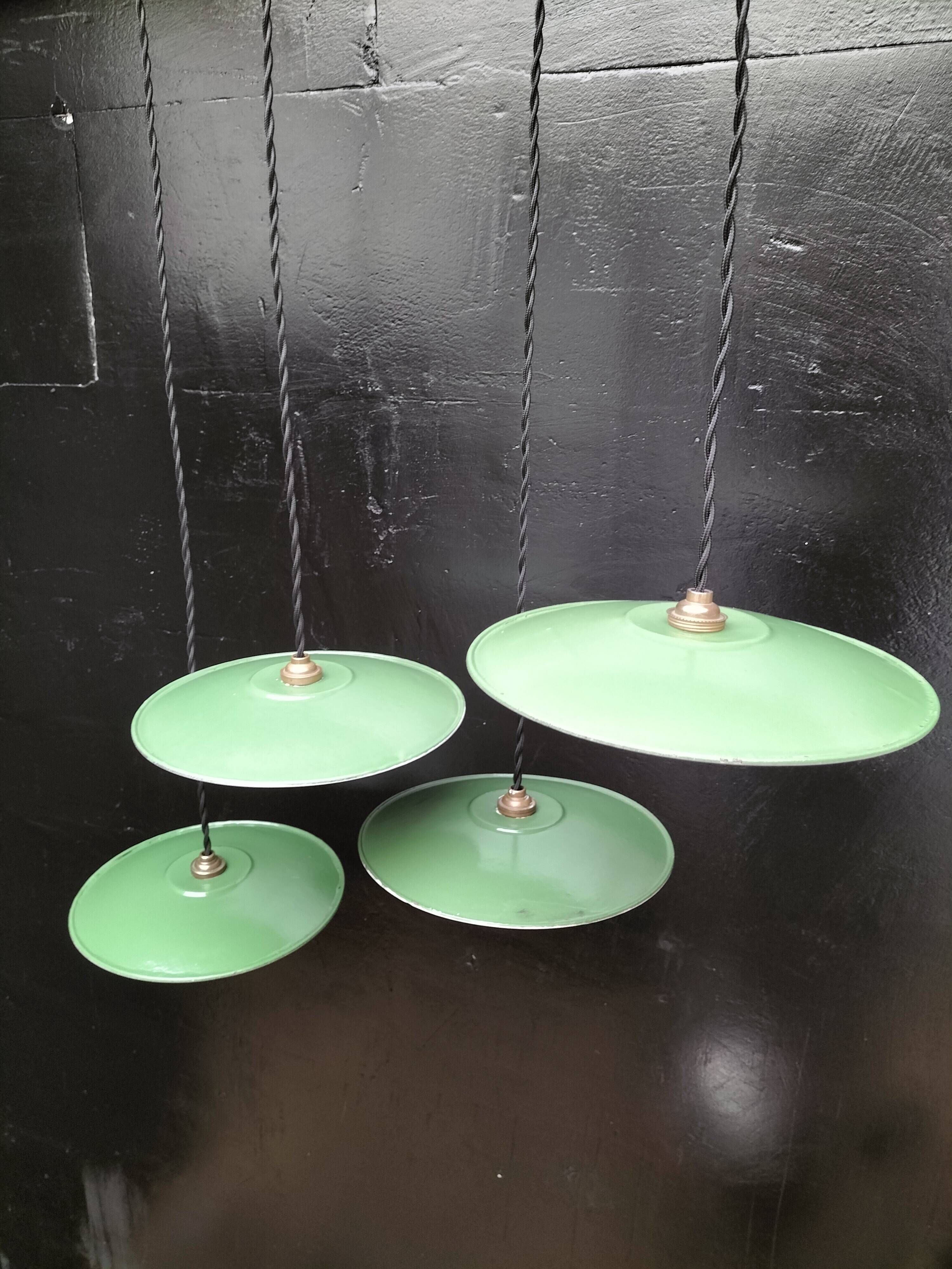 Enameled sheet metal pendant lights