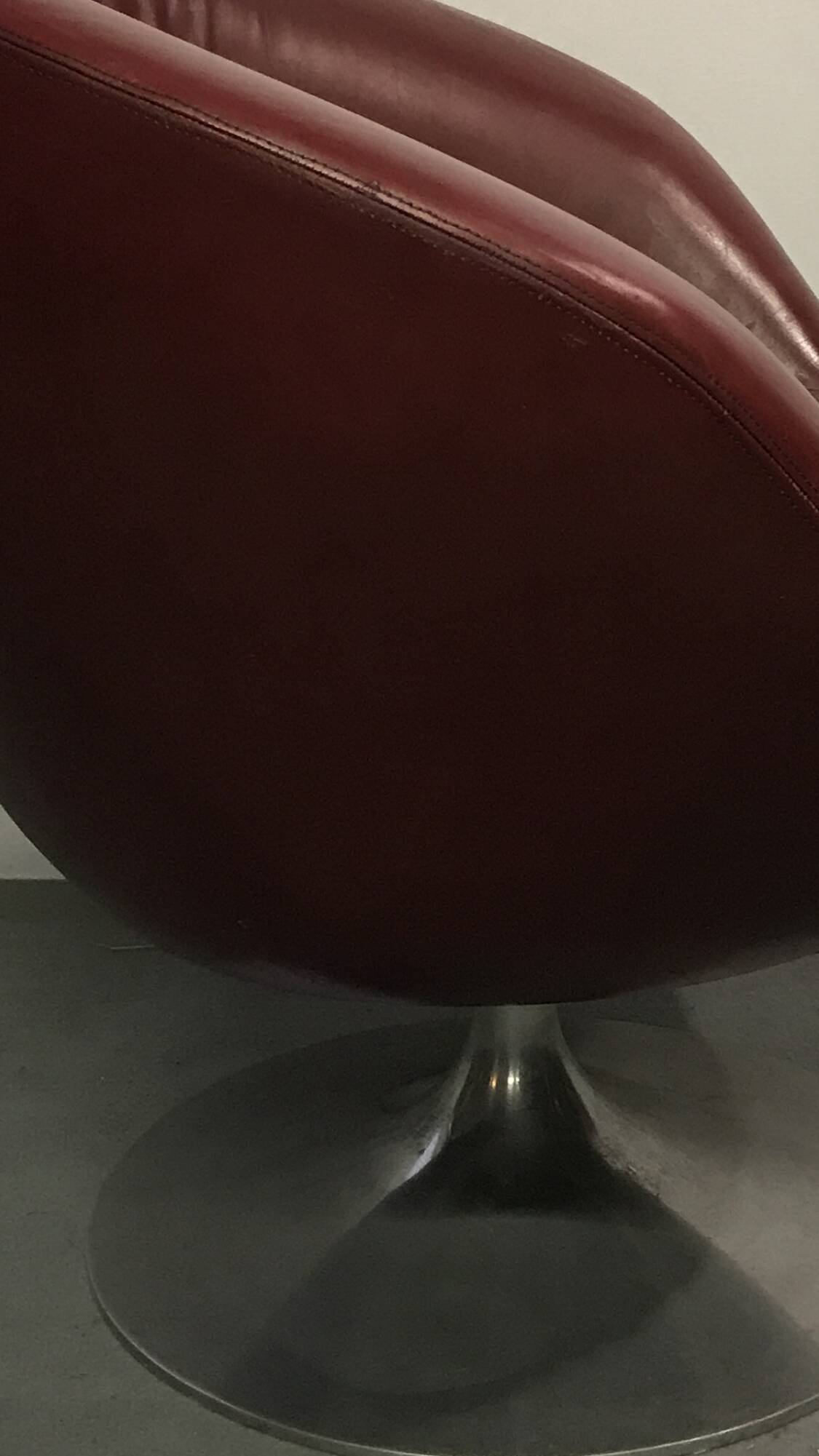 Red leather tulip foot chair