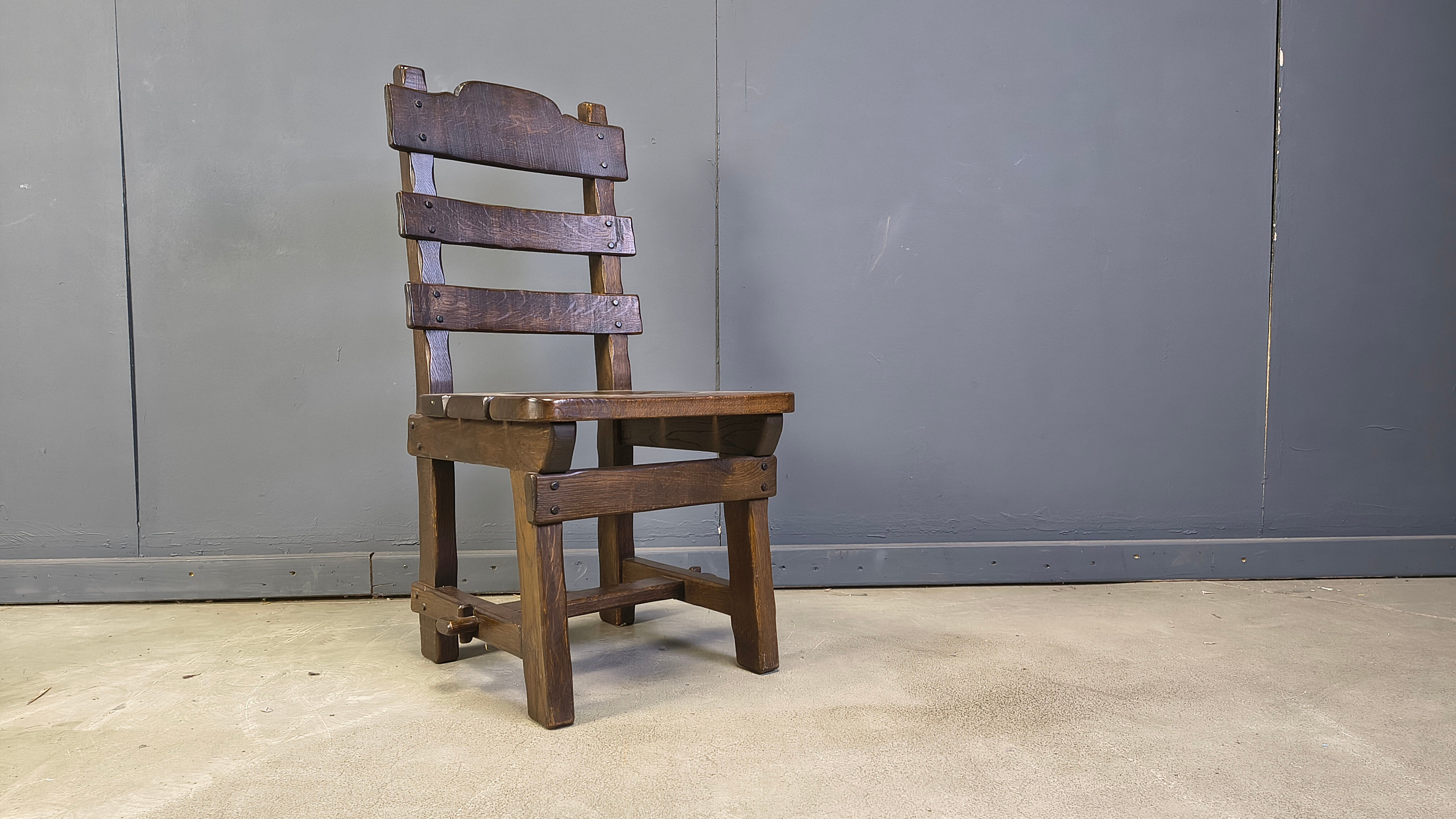 Vintage brutalist dining chairs, set of 6 - 1960s