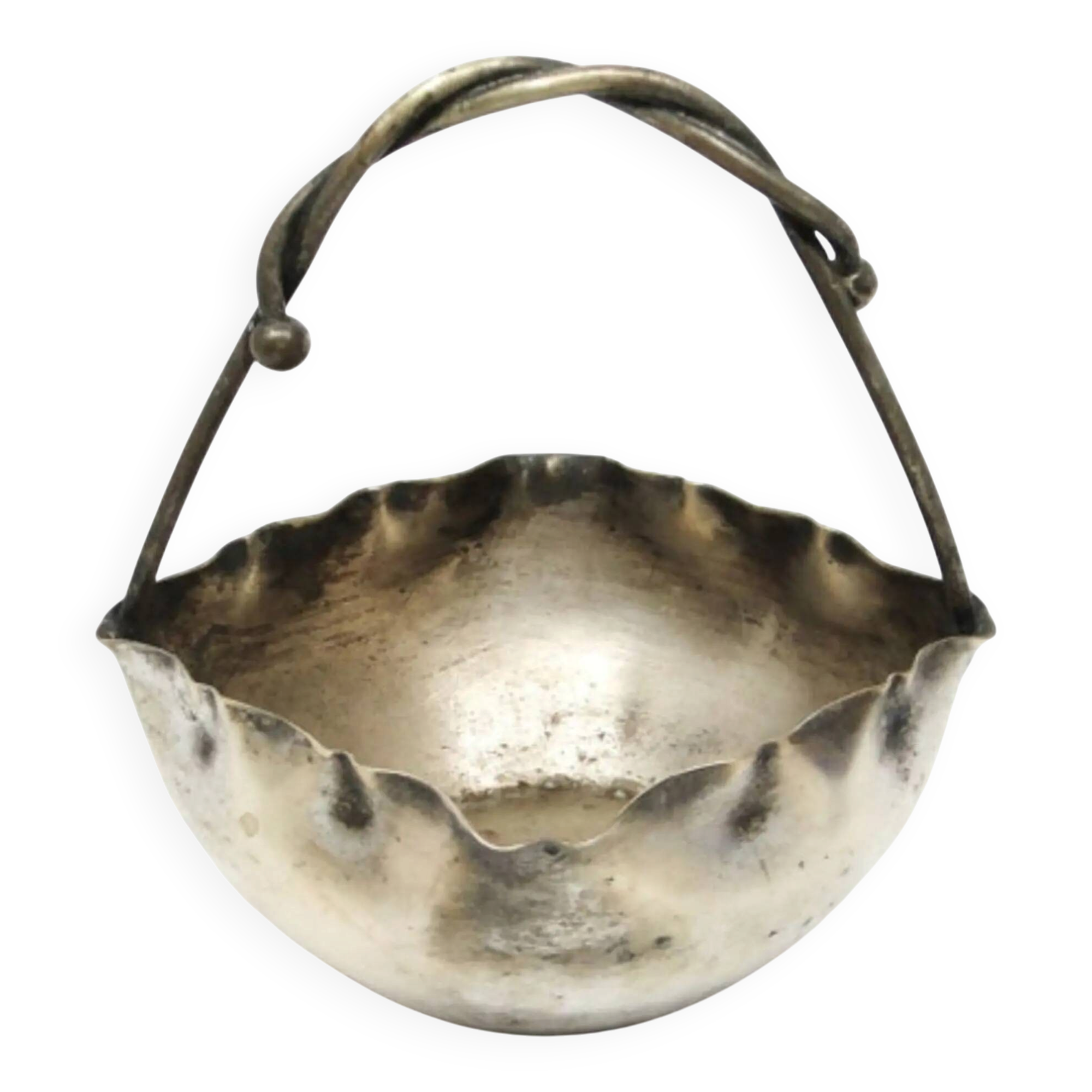 Basket sugar bowl Secession, silver-plated brass, early 20th century