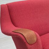 Canapé 2 places danois des années 1970, tissu d'ameublement, bois de teck.