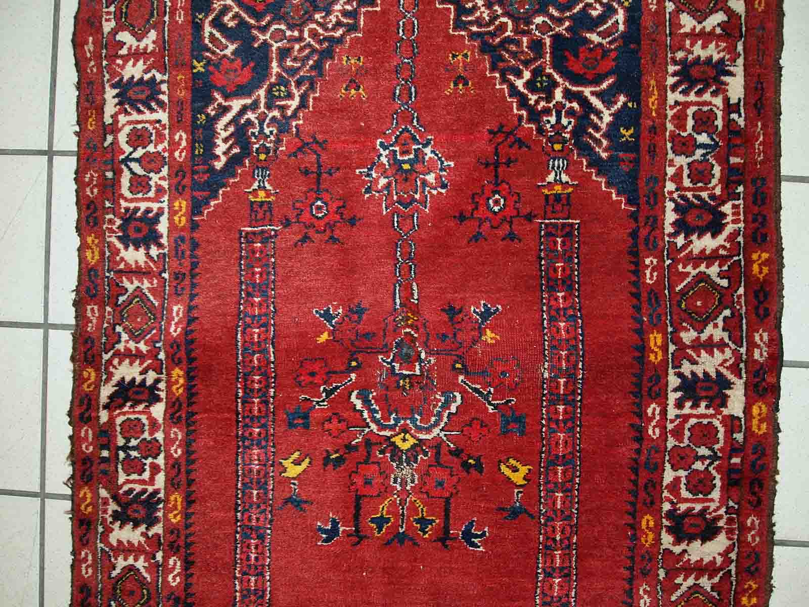 Old turkish carpet anatolian handmade 79cm x 112cm 1940s, 1c563