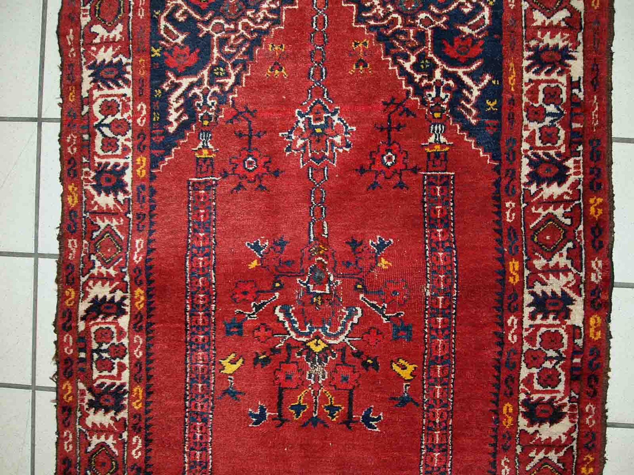 Old turkish carpet anatolian handmade 79cm x 112cm 1940s, 1c563