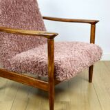 GFM-142 armchair designed by Edmund Homa from the 70s, pink long hair - 2 pieces available