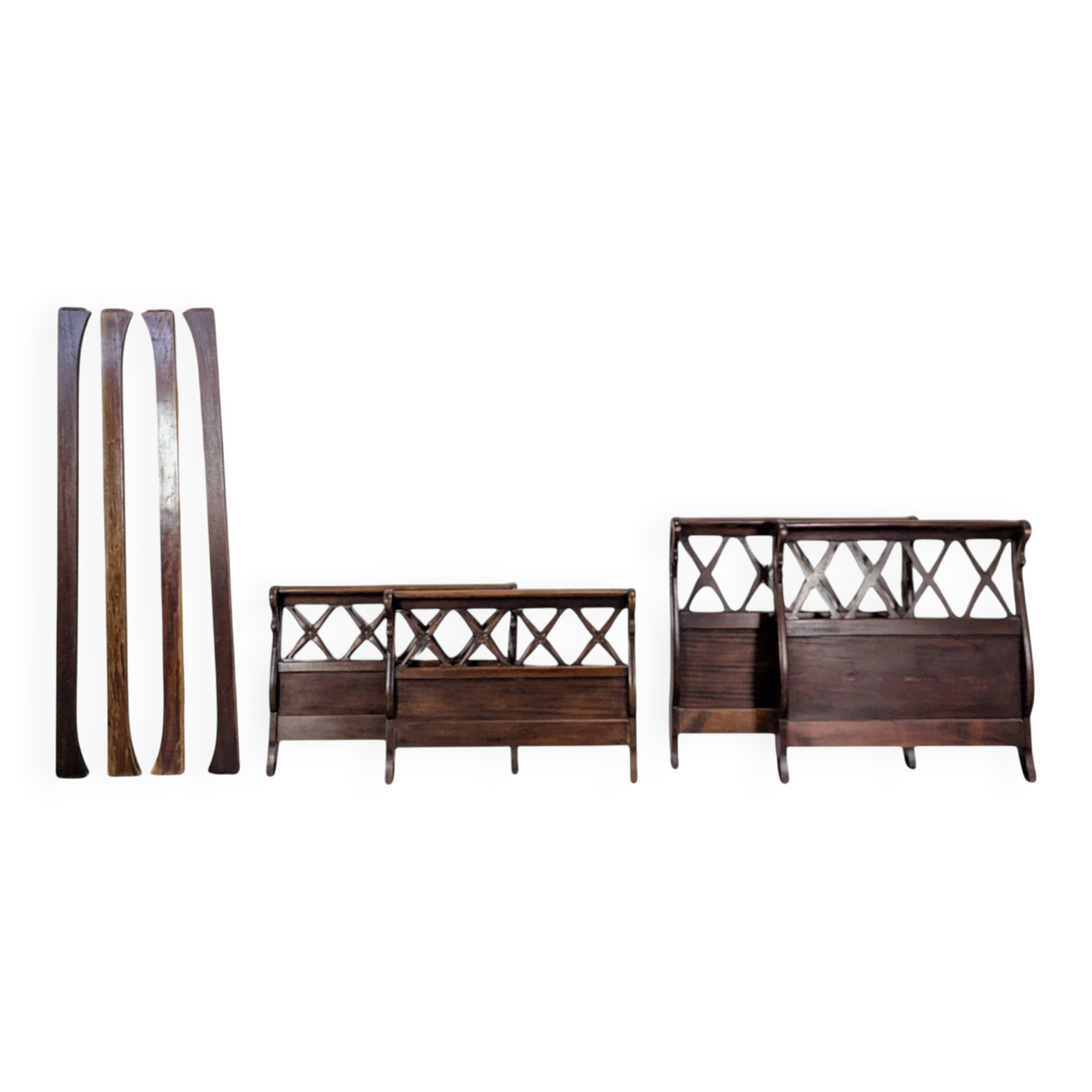 Pair of mahogany swan neck beds