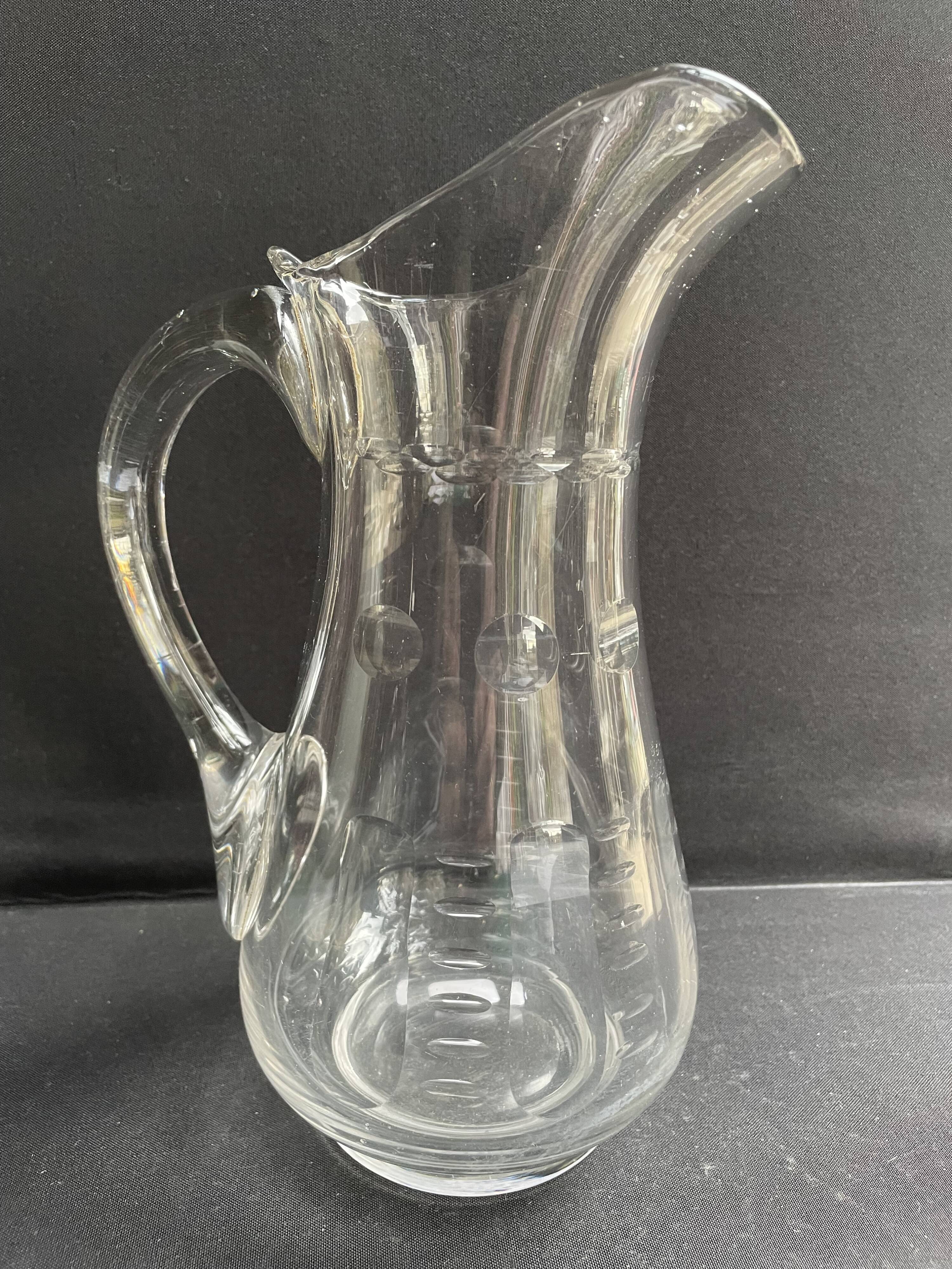 19th century blown and cut glass jug