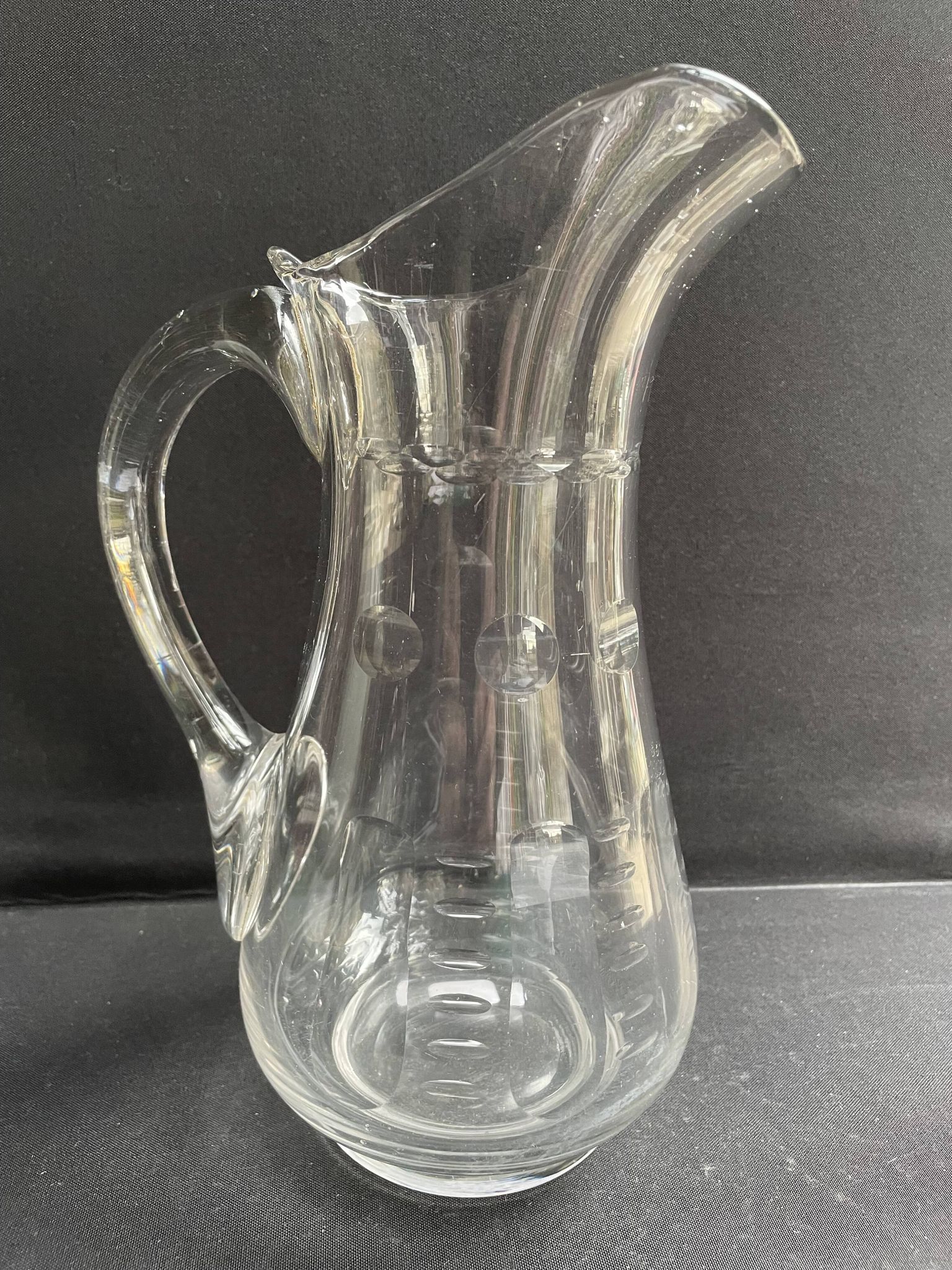 Broc verre soufflé et taillé XIXème