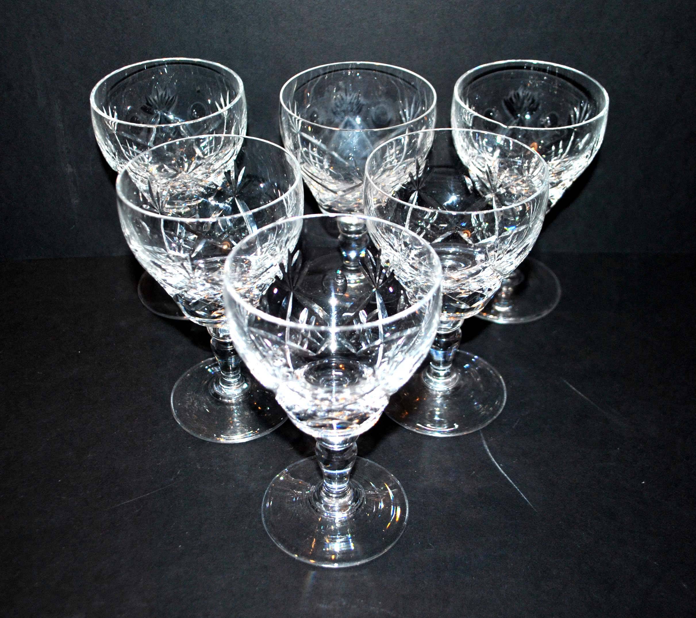 Set of 6 vintage cut crystal water glasses Saint-Louis or Lemberg? 13cm