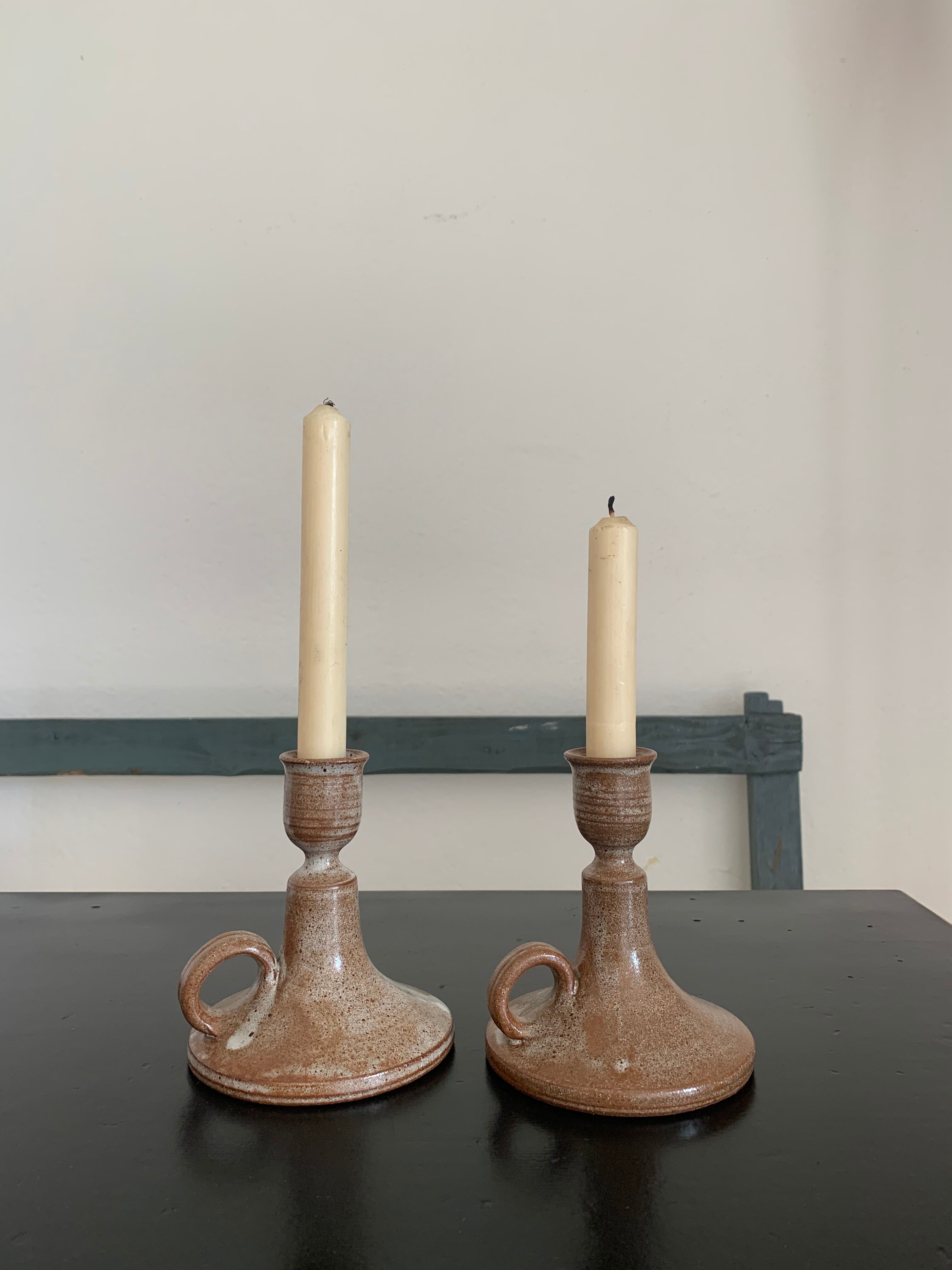 Pair vintage ceramic candlesticks