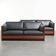 Set of 2 black cowhide Art Deco design 3-seater sofas of top quality