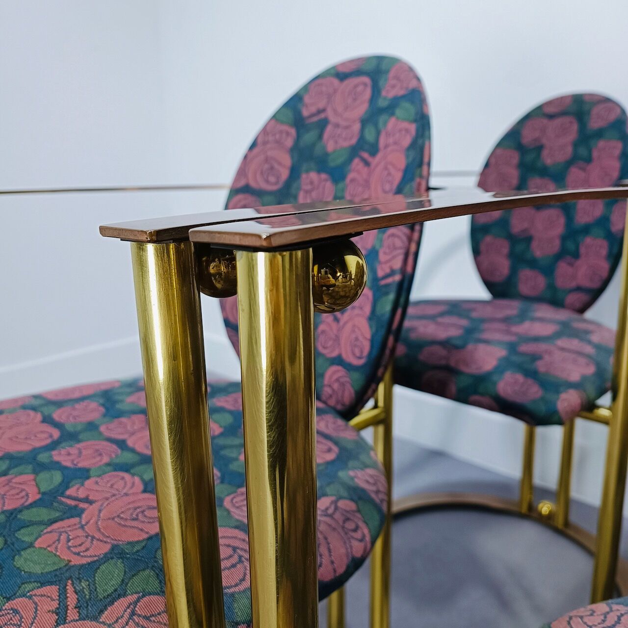 Ensemble de 6 fauteuils Belgo Chrome en laiton et cuivre