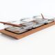 Danish vintage service teak tray, smoked glass bowls, spoon fork.