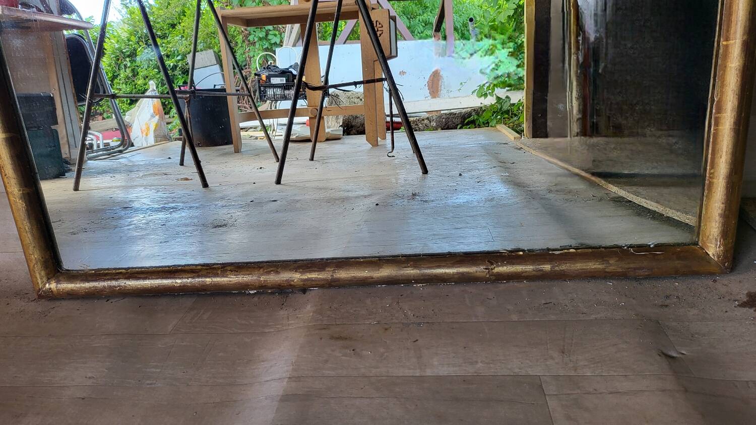 Restored antique gilded mirror – large format