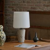 Modern vintage French table lamp, made of stone with fish patterns, 1970s.