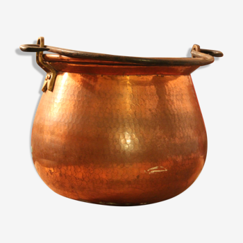 Hammered copper cauldron