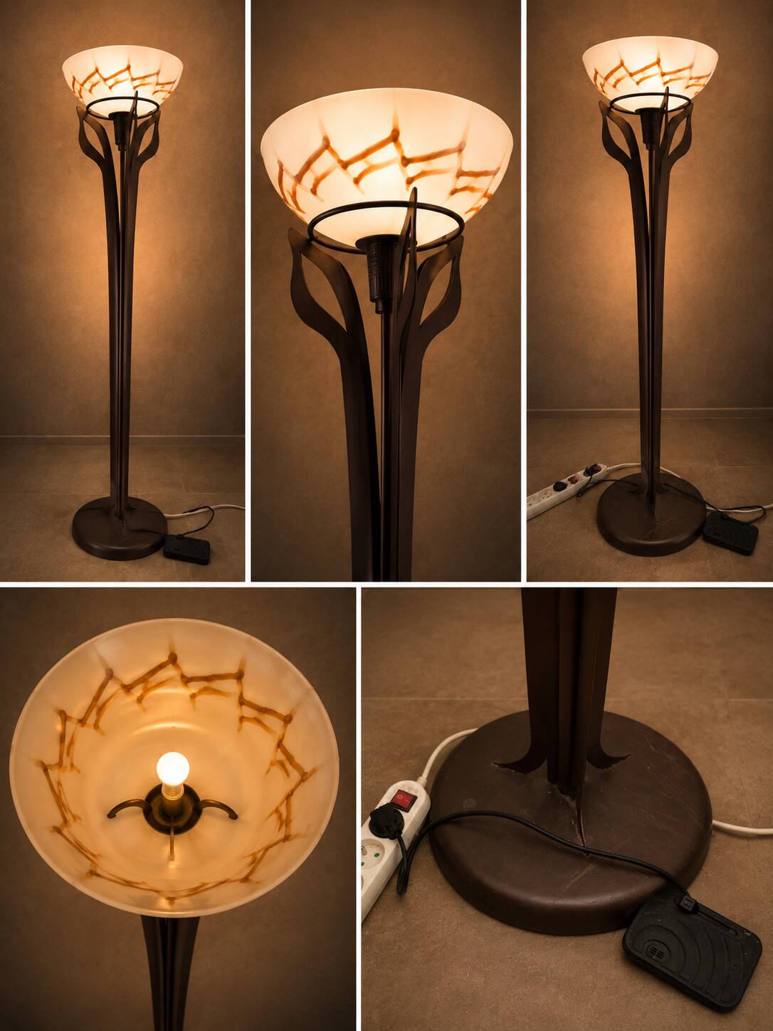 Metal-glass column floor lamp