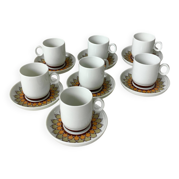 Tasses à café Thomas Kiruna Artichaut création Hertha Bengtson - 7 tasses