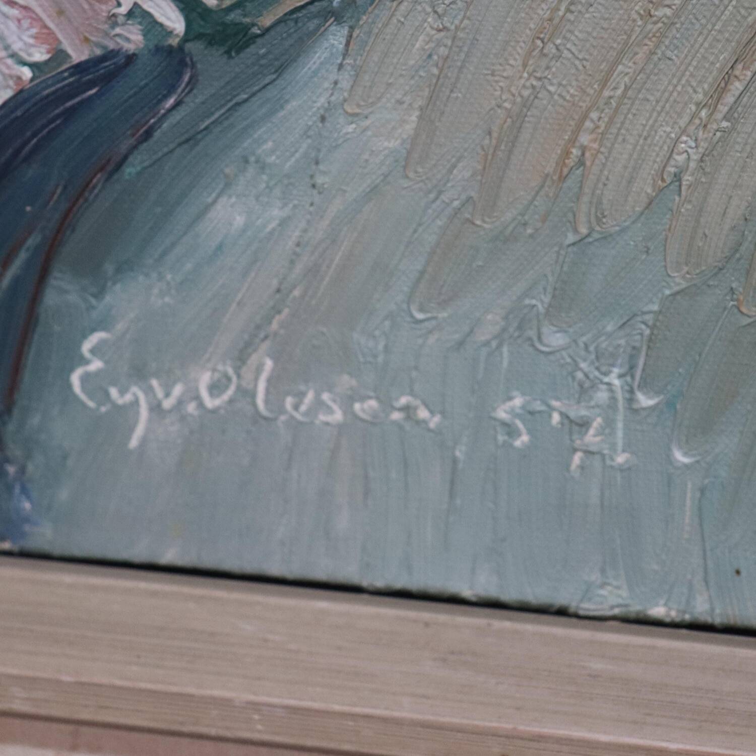 Swedish Oil on Canvas – “Forest” by Eyvind Olesen – Dated 1957