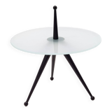 Tripod Beech and Glass Side Table, Italy, 1980s