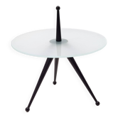 Table d'appoint tripode en hêtre et verre, Italie, années 1980