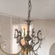 Vintage brass and crystal pendant chandelier with 6 lights