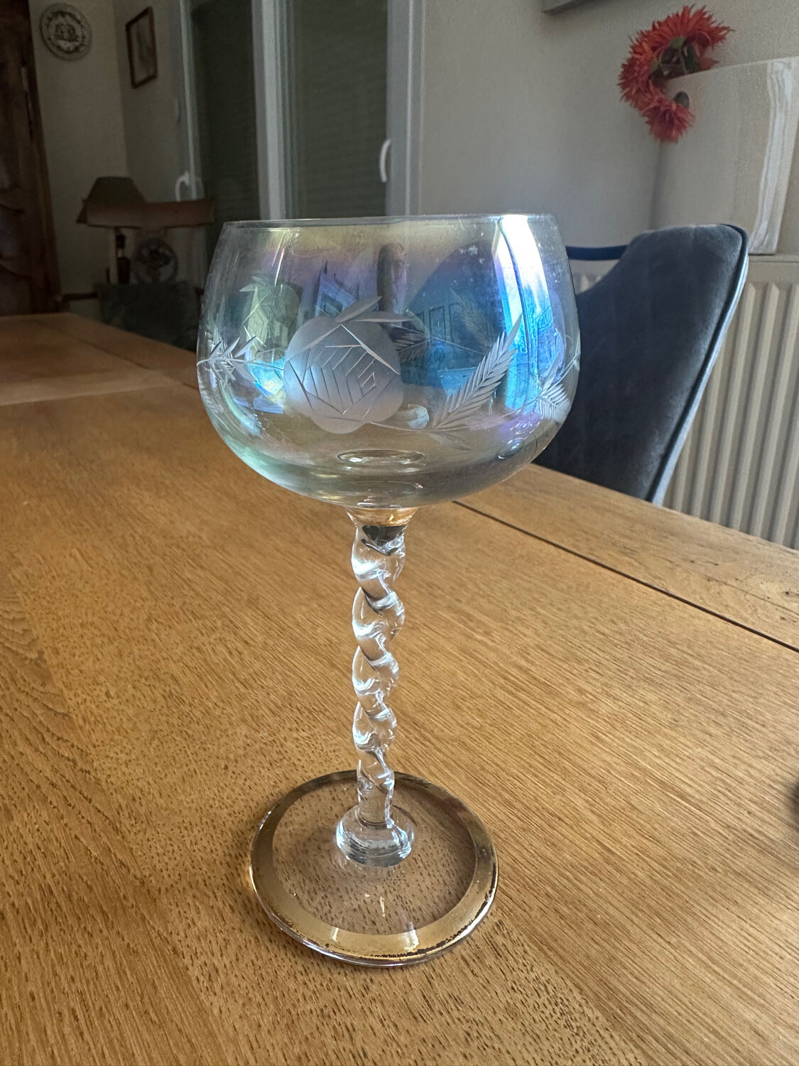 4 Murano crystal wine glasses