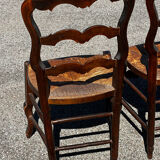 Set of 4 Louis XV straw chairs – solid wood – curved backrest