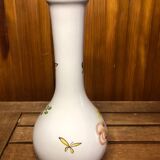 Old Vase Soliflore MOUSTIERS White Ceramic Vintage Painted Decor #A484