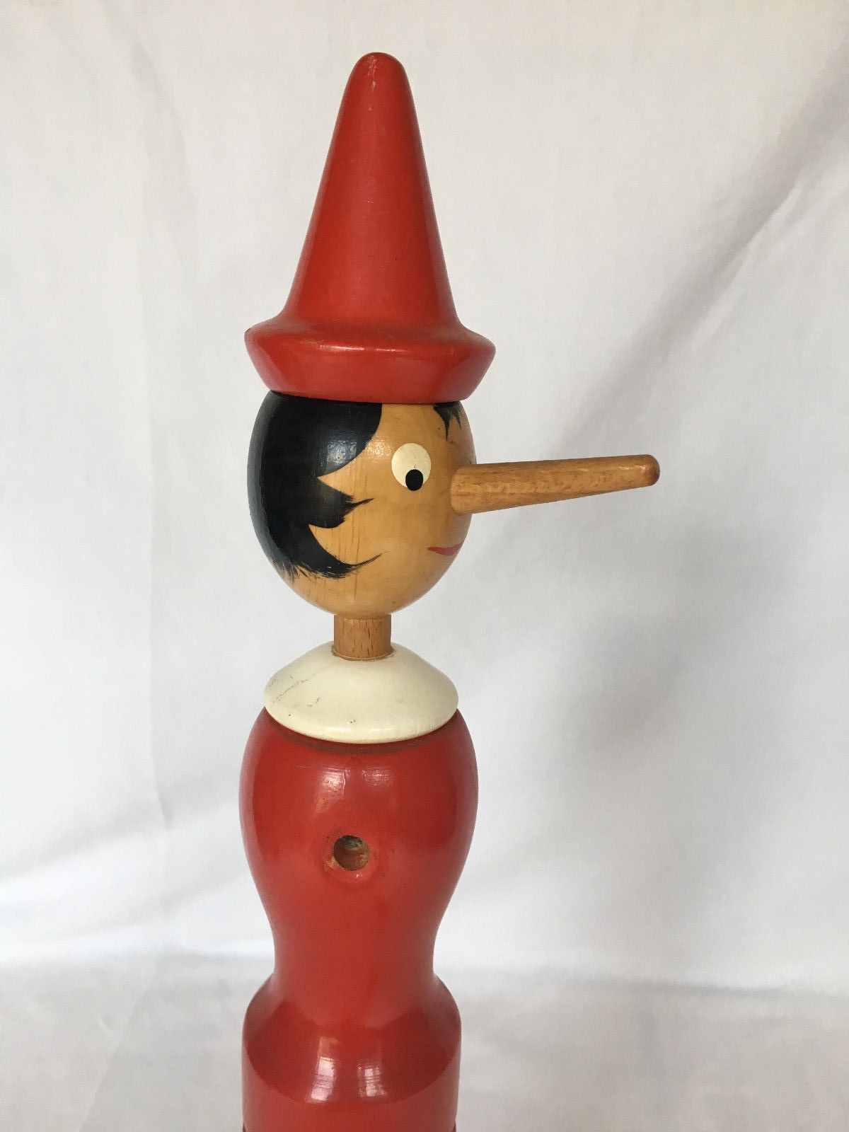 PINOCCHIO WOODEN ARTICULATED COAT RED AND GREEN HANDMADE VINTAGE