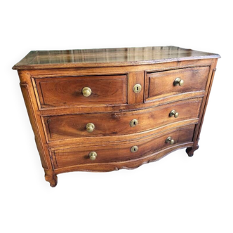 commode 4 tiroirs galbee en noyer du xviii ème siecle