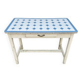 Table cuisine bois tôle émaillée années 50