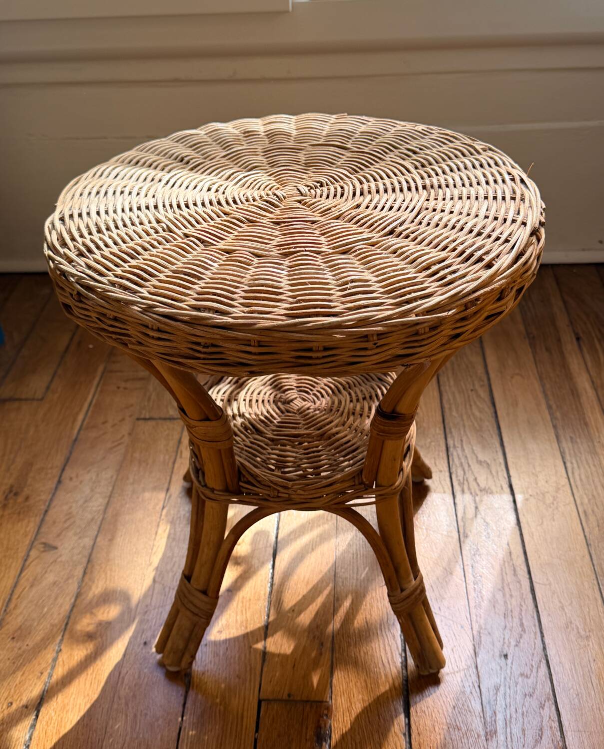 Stool - side table - in wicker