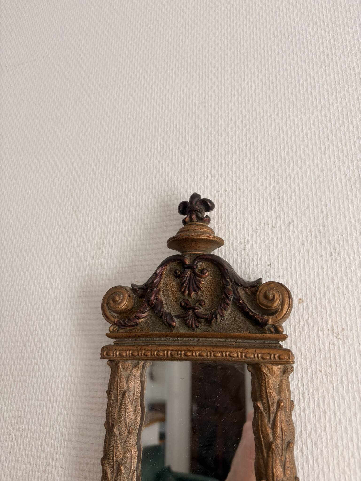 Mirror Witch Trumeau Wall Light Louis XVI Style Vintage Gilded Drapery