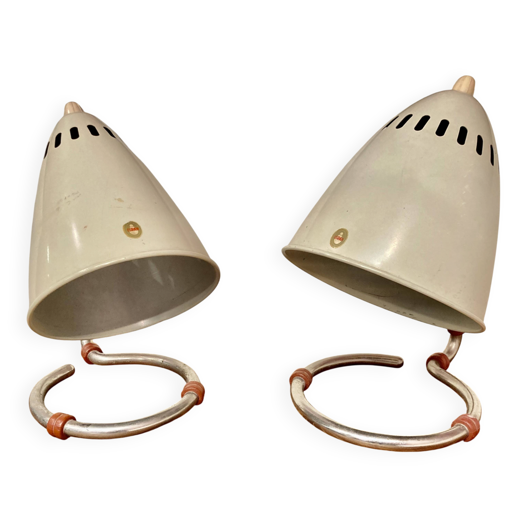 Pair of large metal osram lamps 1950.