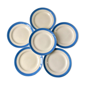lot of 6 flat plates sky blue Saint-Amand model "Languedoc" 50s