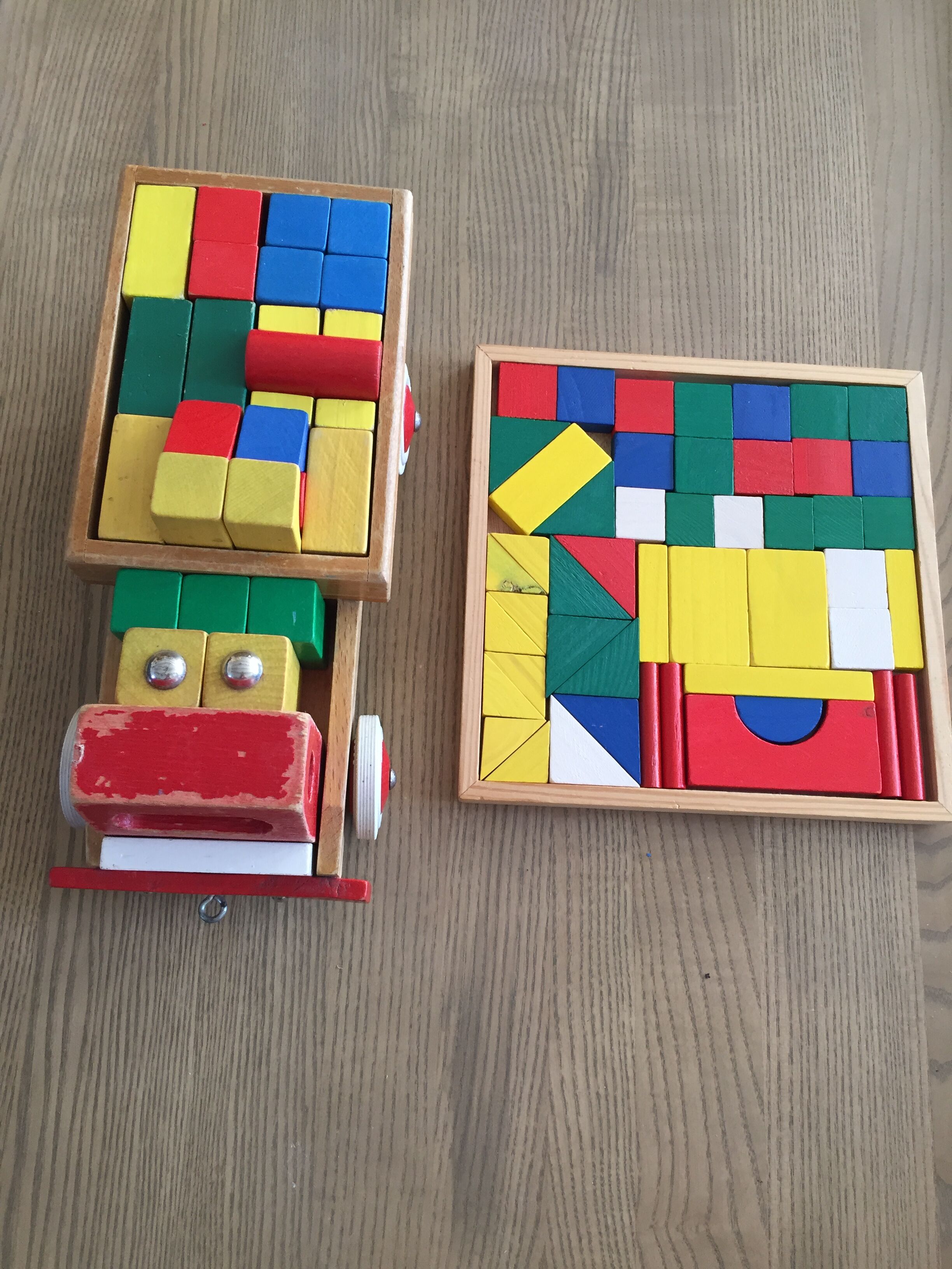 Vintage wooden educational games (truck & tablet)